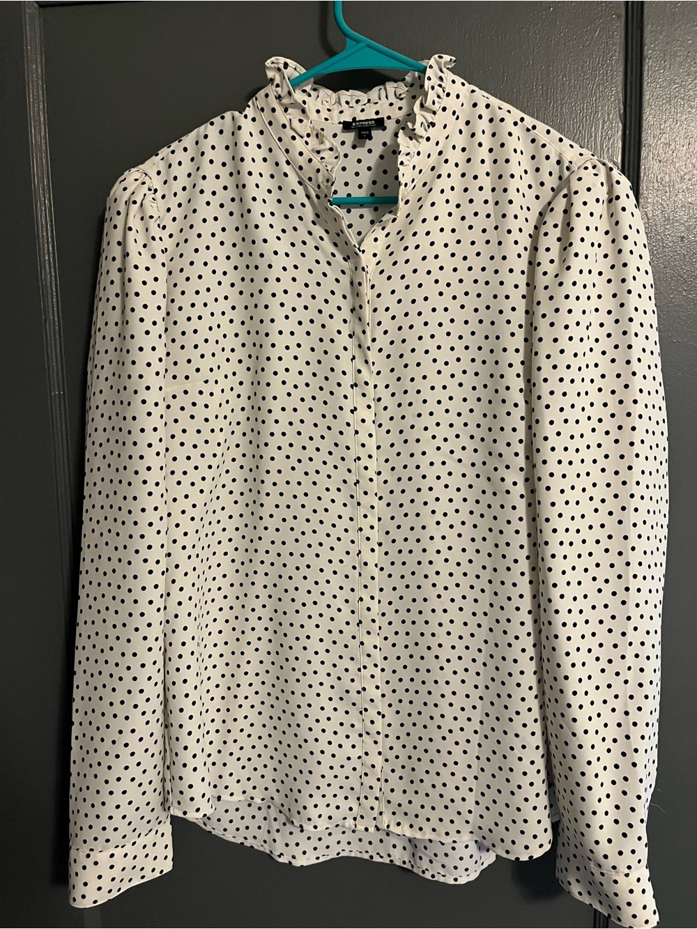 Express White Polka Dot Blouse